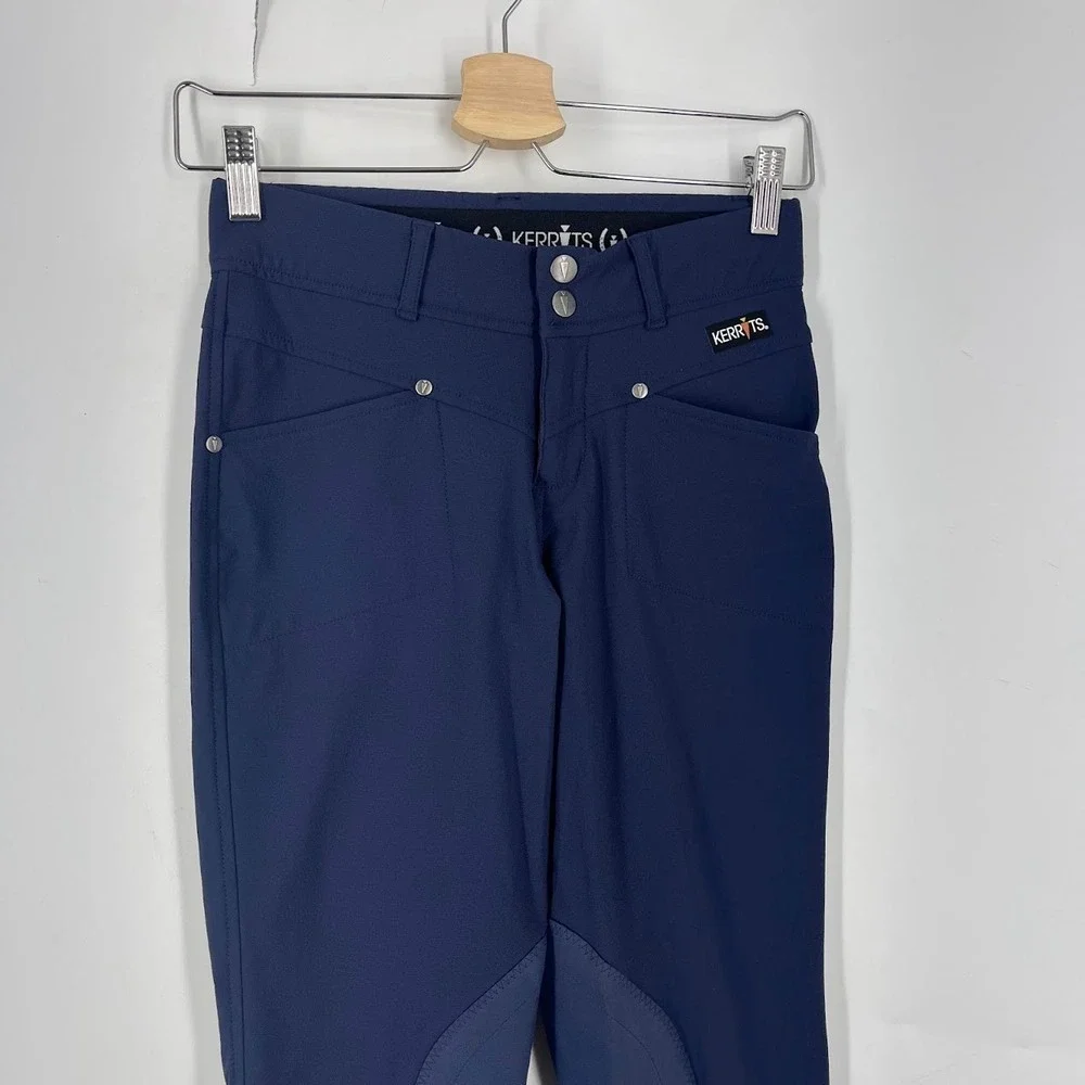 Kerrits Kids Navy Blue Knee Patch Equestrian Riding Breeches Pants Size L